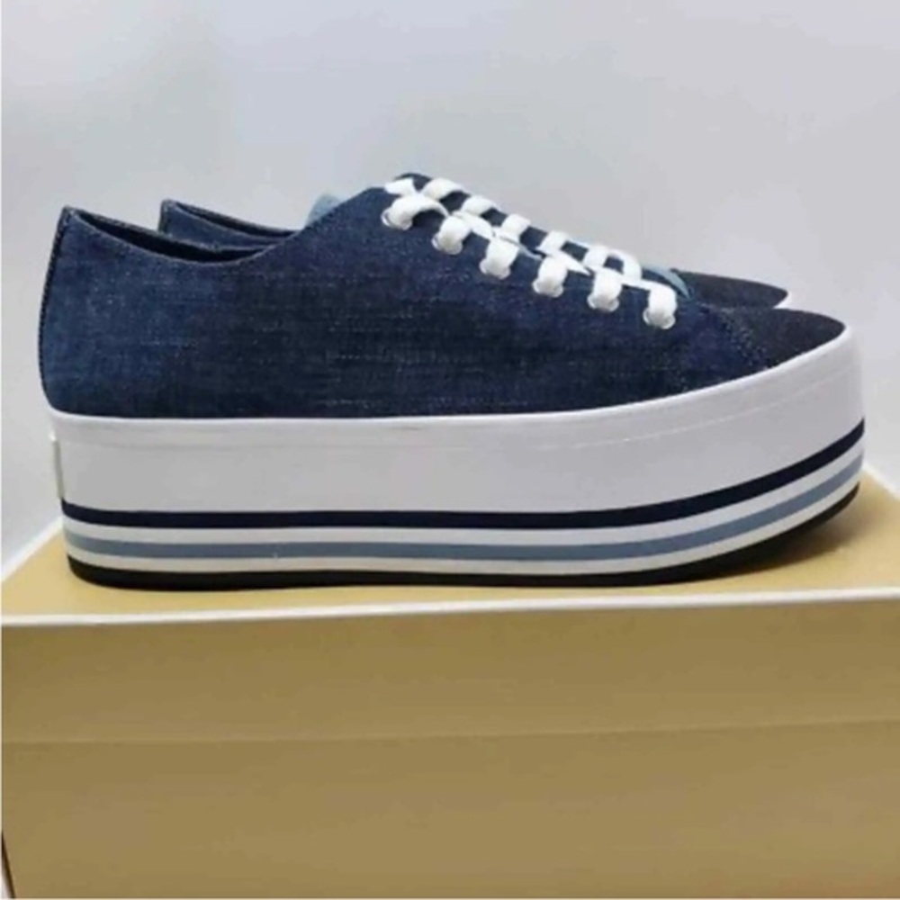 Michael Kors Women’s Ronnie Platform Sneakers Blue Denim Sz 7.5,  Indigo